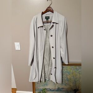 L.L.Bean Light Gray Rain Trench Coat Womens Large Stretch Waterproof Jacket